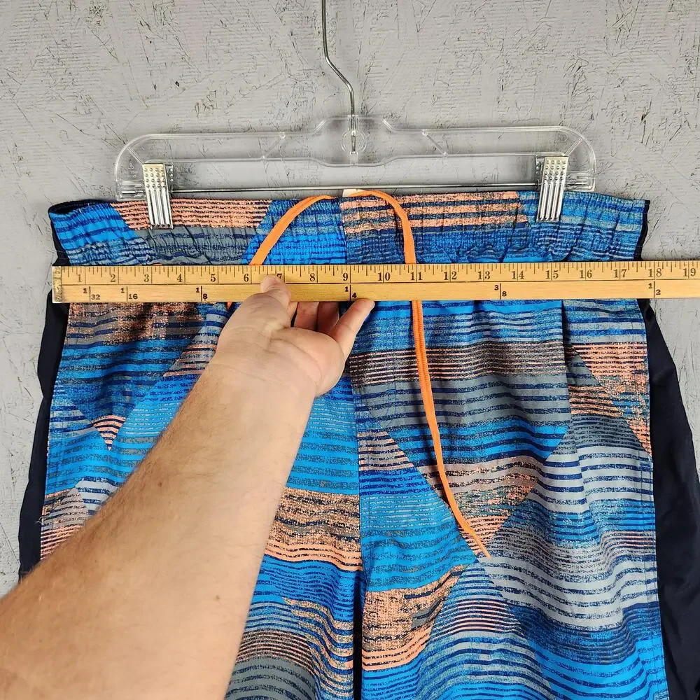 Vintage Nike Shorts Mens XL Blue Orange Geometric Print Mesh Lined Athletic Y2k